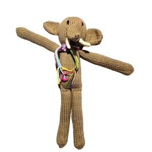 Crocheted Elephant handmade plush stuffed animal woobie lovie with scarf